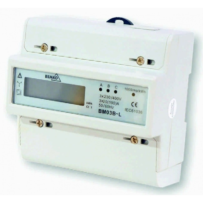 Fogyasztásmérő 3 fázisú 3 x 20 A (100)A  Elektr.Kijelzővel